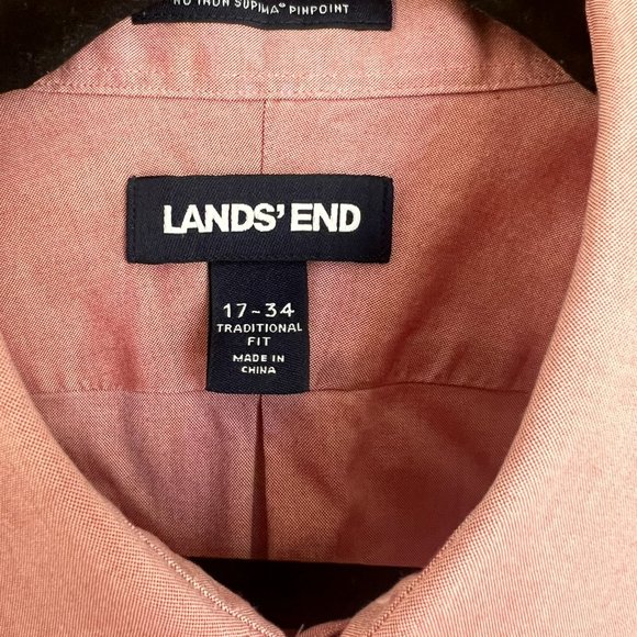Nearly New! No Iron Supima Cotton Collared Shirt // Lands' End Men's Size XL - Picture 5 of 7